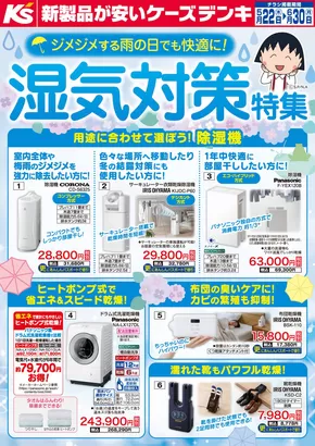 大子町でのケーズデンキのカタログ | 雨の日でも快適に！湿気対策特集 | 2025-05-22T00:00:00.000Z - 2025-06-30T00:00:00.000Z
