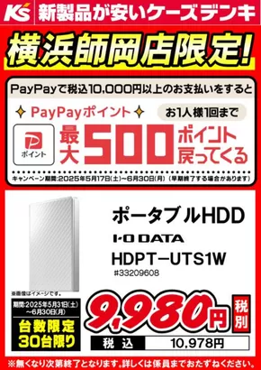 川崎市でのケーズデンキのカタログ | 横浜師岡店限定 台数限定商品 | 2025-05-31T00:00:00.000Z - 2025-06-30T00:00:00.000Z