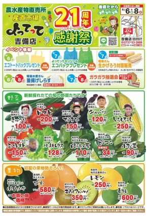 産直市場よってってのカタログ | 産直市場よってって チラシ | 2025-06-06T00:00:00.000Z - 2025-06-08T00:00:00.000Z