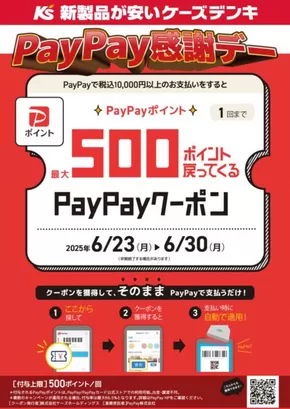 不破郡でのケーズデンキのカタログ | PayPay感謝デー | 2025-06-23T00:00:00.000Z - 2025-06-30T00:00:00.000Z